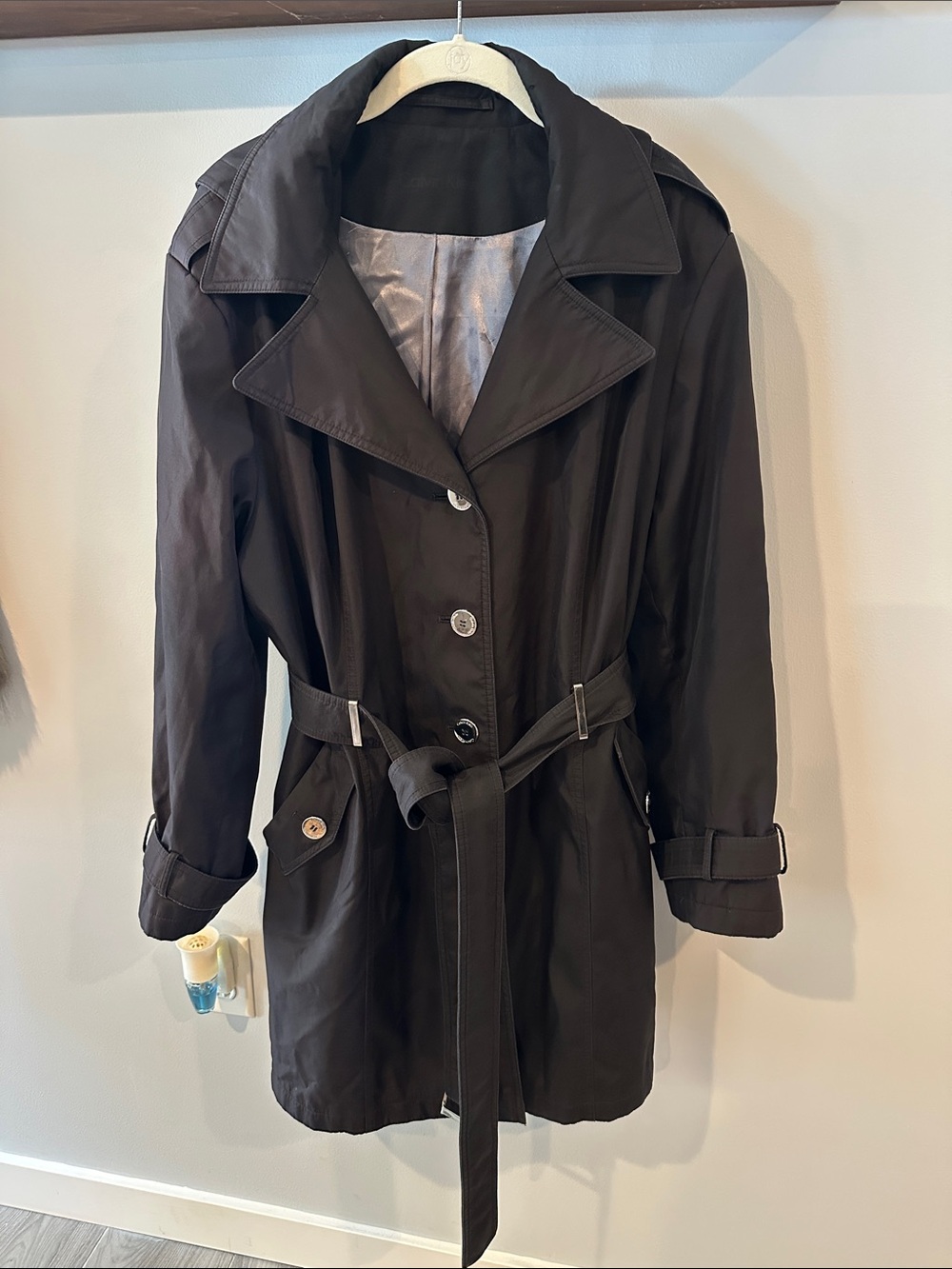 Women's Black Belted Trench Coat